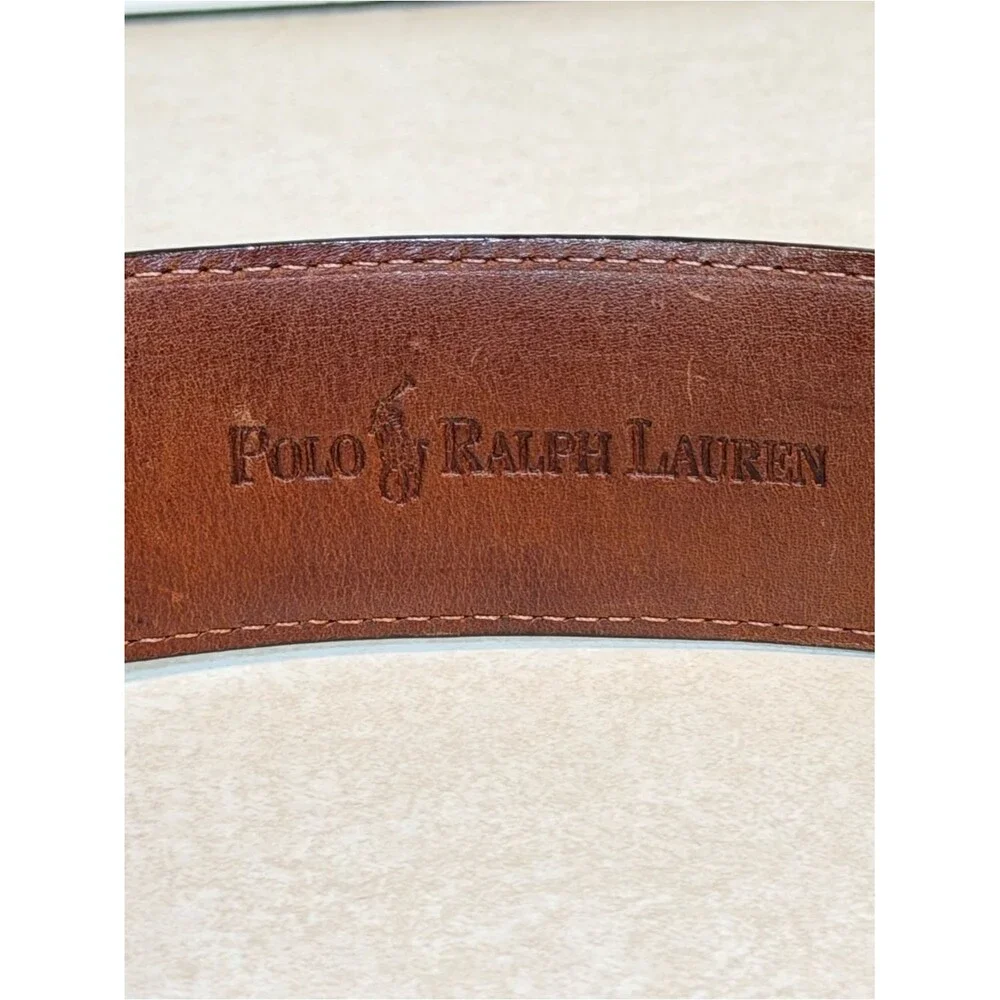 Polo RALPH LAUREN Genuine Lizard Belt & Buckle Brown USA Sz 28 Mens